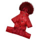 Зимний лакированный комбинезон красный A-77