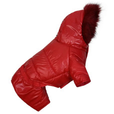 Зимний лакированный комбинезон красный A-77