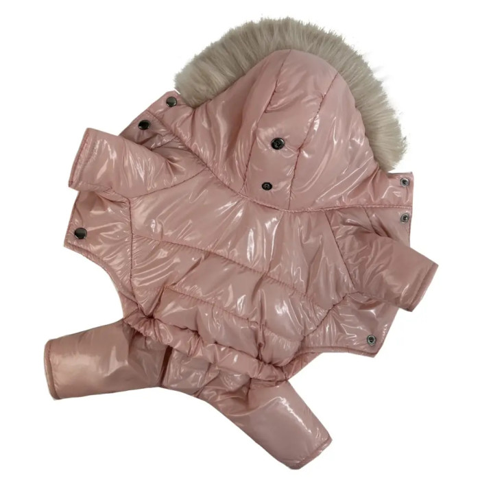 Зимовий комбінезон лакований рожевий A-80