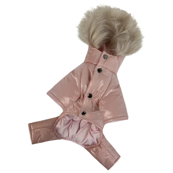 Зимовий комбінезон лакований рожевий A-80