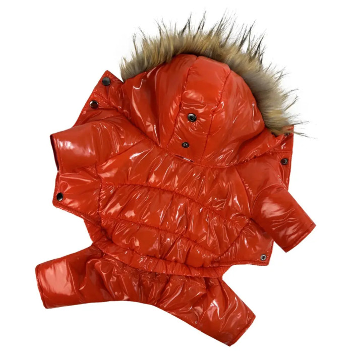 Зимний лакированный комбинезон оранж A-81