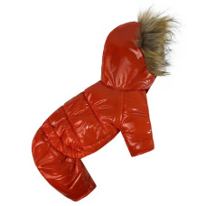 Зимний лакированный комбинезон оранж A-81