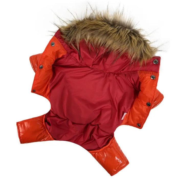 Зимний лакированный комбинезон оранж A-81
