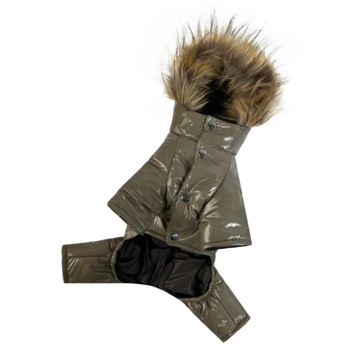 Зимний комбинезон лакированный тауп A-82