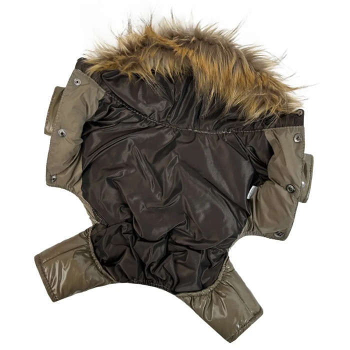 Зимний комбинезон лакированный тауп A-82