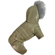 Зимний лакированный комбинезон беж A-83