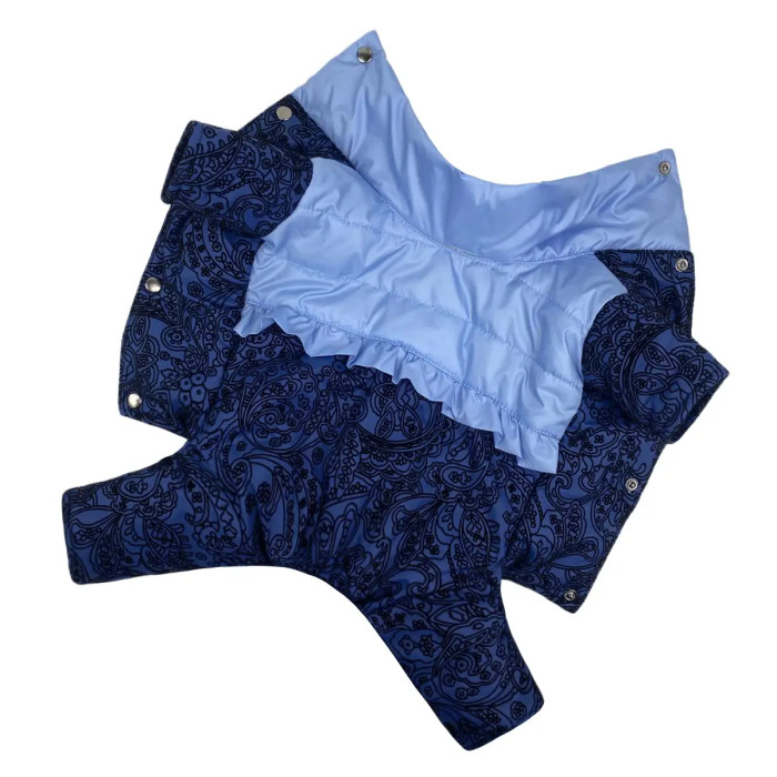 Зимовий комбінезон для дівчаток рюша візерунки синій AD-28