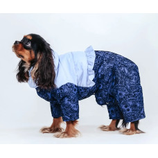 Зимний комбинезон для девочек рюша узоры синий AD-28