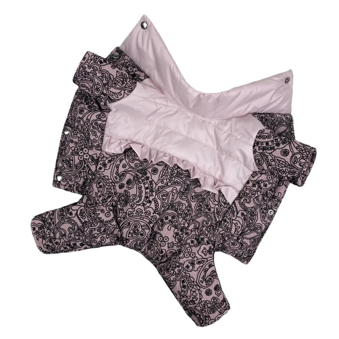 Зимовий комбінезон для дівчаток рюша візерунки пудровий AD-29