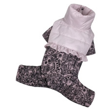 Зимний комбинезон для девочек рюша узоры пудровый AD-29