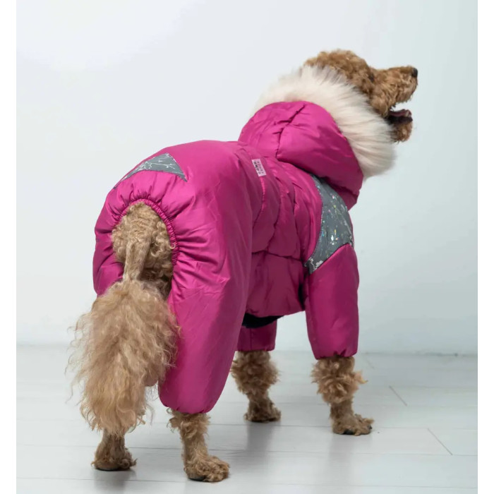 Зимовий комбінезон для дівчаток хутро малиновий AD-31