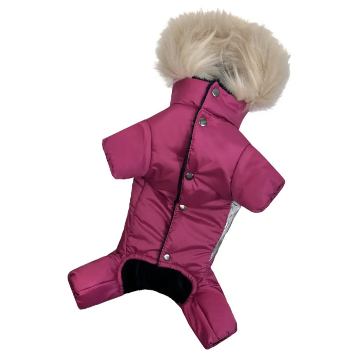 Зимовий комбінезон для дівчаток хутро малиновий AD-31