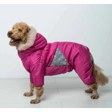 Зимний комбинезон для девочек мех малиновый AD-31.