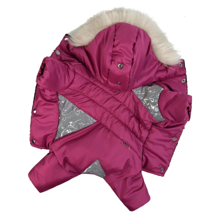 Зимовий комбінезон для дівчаток хутро малиновий AD-31