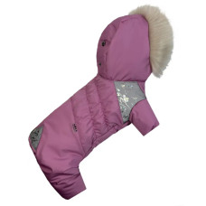 Зимний комбинезон для девочек мех розовый AD-32