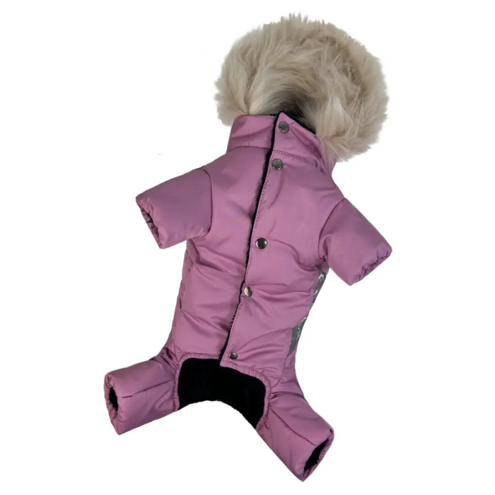 Зимний комбинезон для девочек мех розовый AD-32