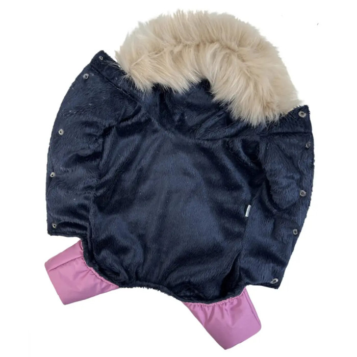 Зимний комбинезон для девочек мех розовый AD-32