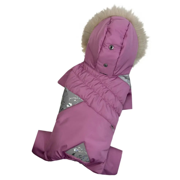 Зимний комбинезон для девочек мех розовый AD-32