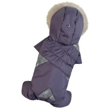 Зимний комбинезон для девочек мех фиолет AD-33