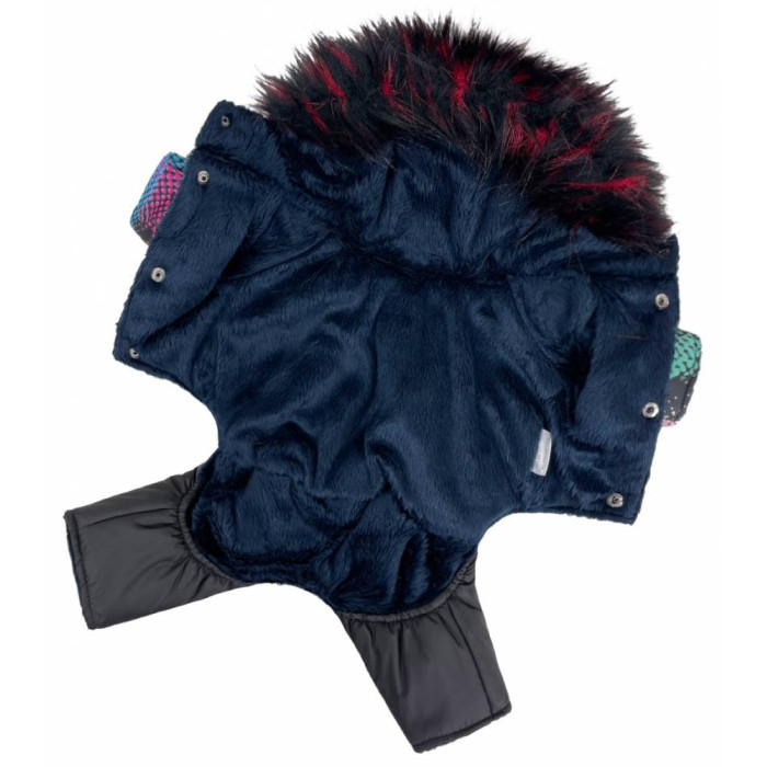 Зимовий комбінезон на хутрі абстракція кольоровий AM-23