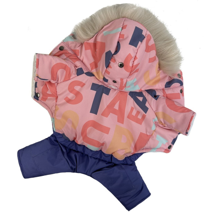  Зимовий комбінезон на хутрі Літери рожевий AM-31