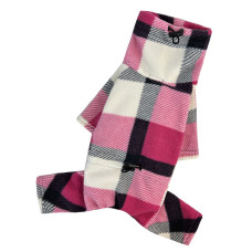 Костюм для собак флис клетчатый малина D-204