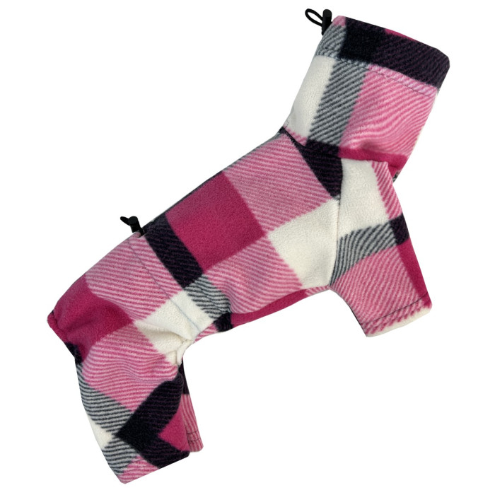 Костюм для собак флiс картатий малина D-204