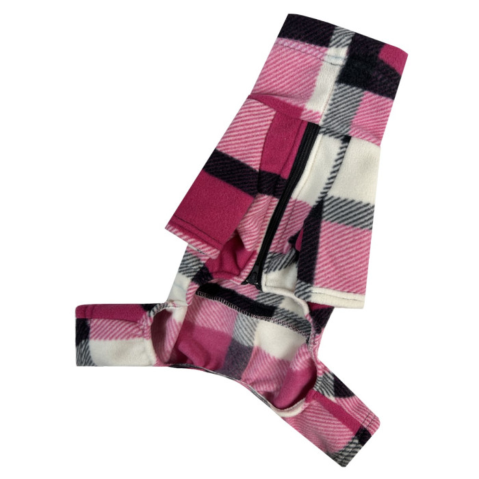 Костюм для собак флiс картатий малина D-204