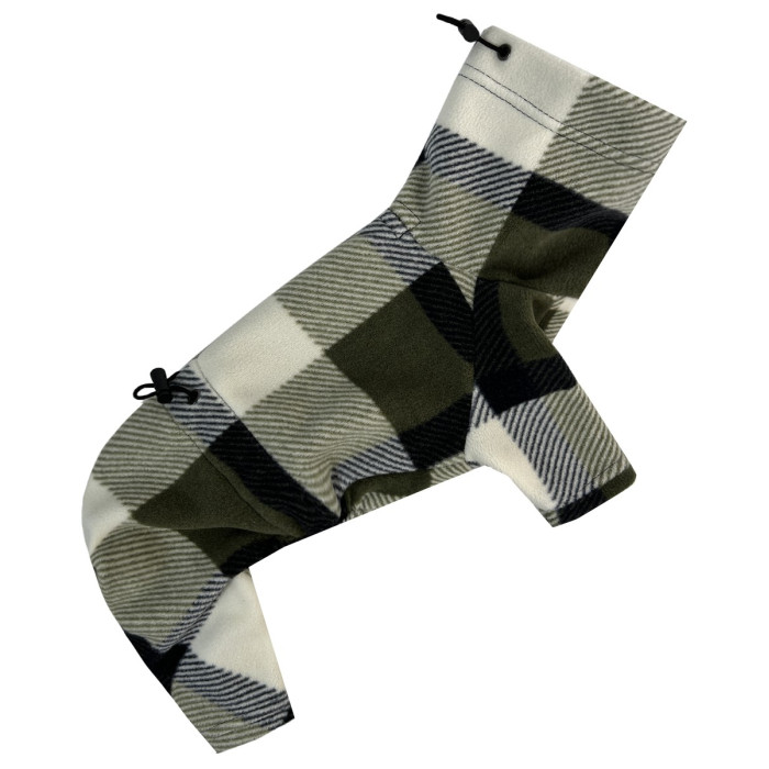Костюм для собак флис клетчатый оливка D-205