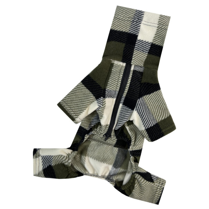 Костюм для собак флис клетчатый оливка D-205