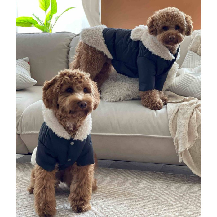 Куртка с мехом черная K-30