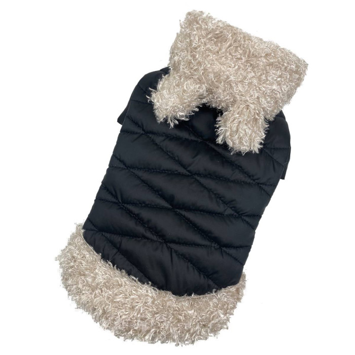 Куртка с мехом черная K-30