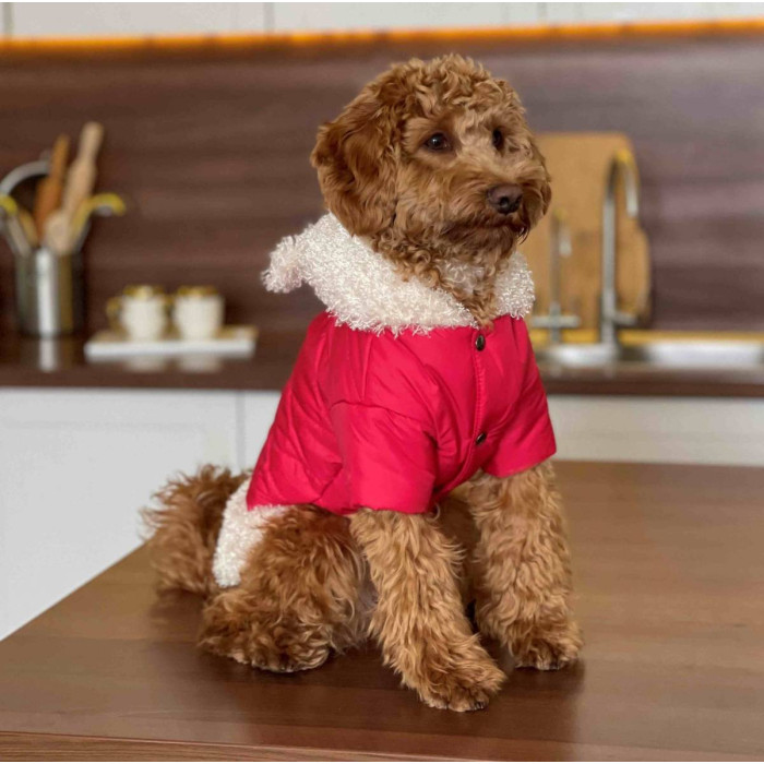 Куртка с мехом красная K-65