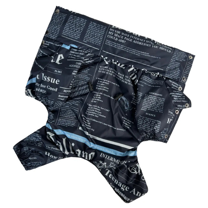 Дождевик для собак газета синий M-114