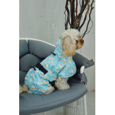 Плащ дождевик для собак, цветочки мятный M-119