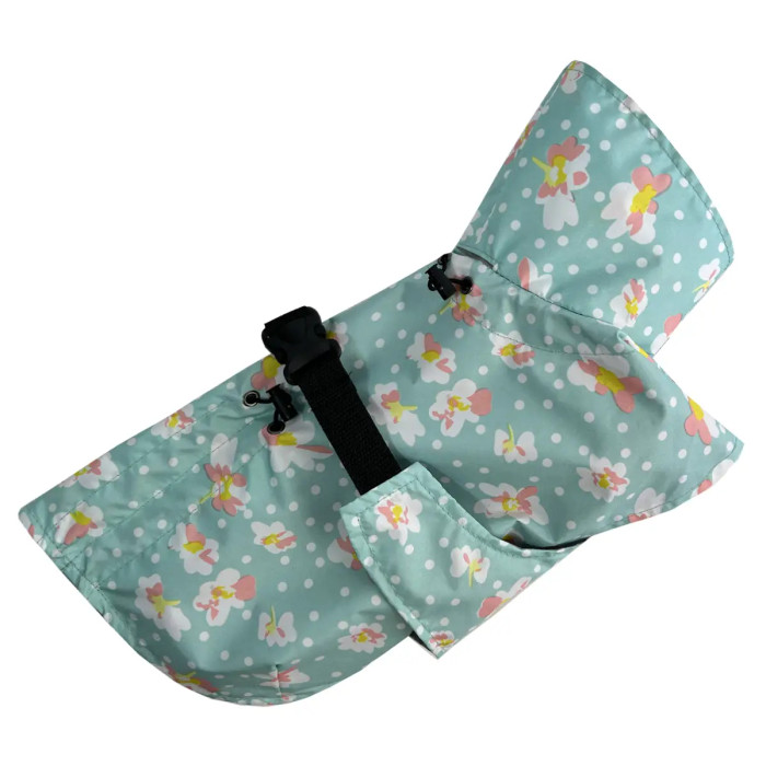 Дощовик плащ для собак, квіточки м'ятний M-119