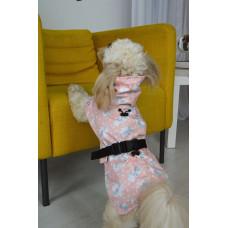 Плащ дождевик для собак, цветочки персик M-120