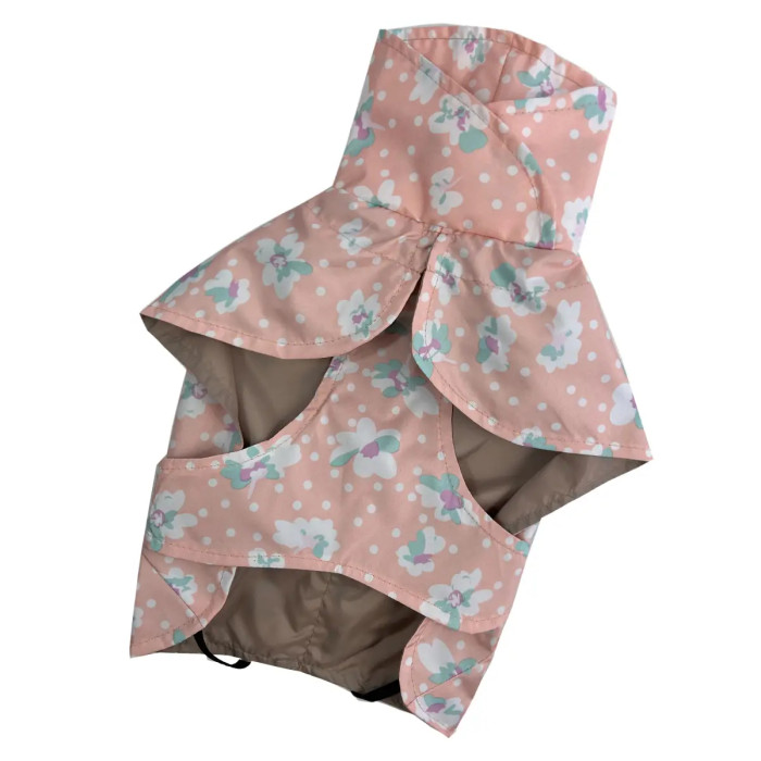 Дощовик плащ для собак, квіточки персик M-120