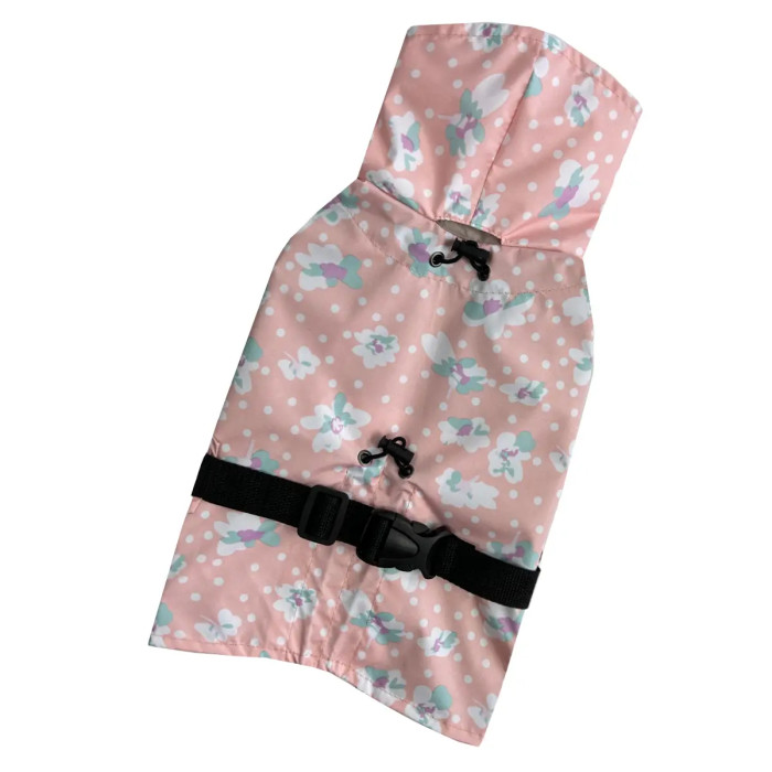Дощовик плащ для собак, квіточки персик M-120