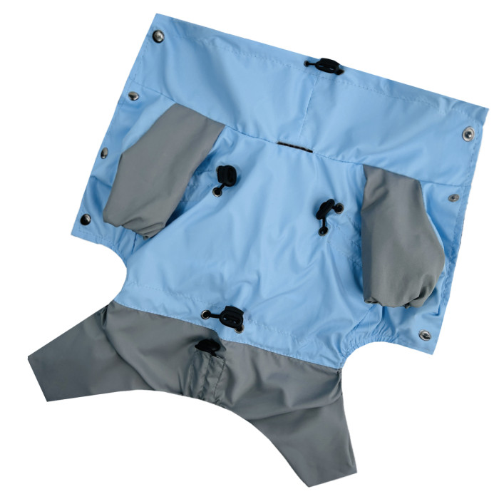 Дощовик для собак з фіксаторами блакитно сірий M-121