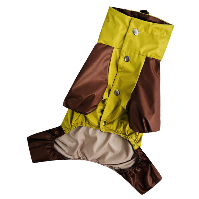 Дождевик для собак с фиксаторами горчично-шоколадный M-122