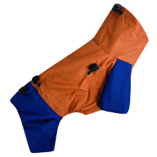 Дождевик для собак с фиксаторами оранжево-синий M-124