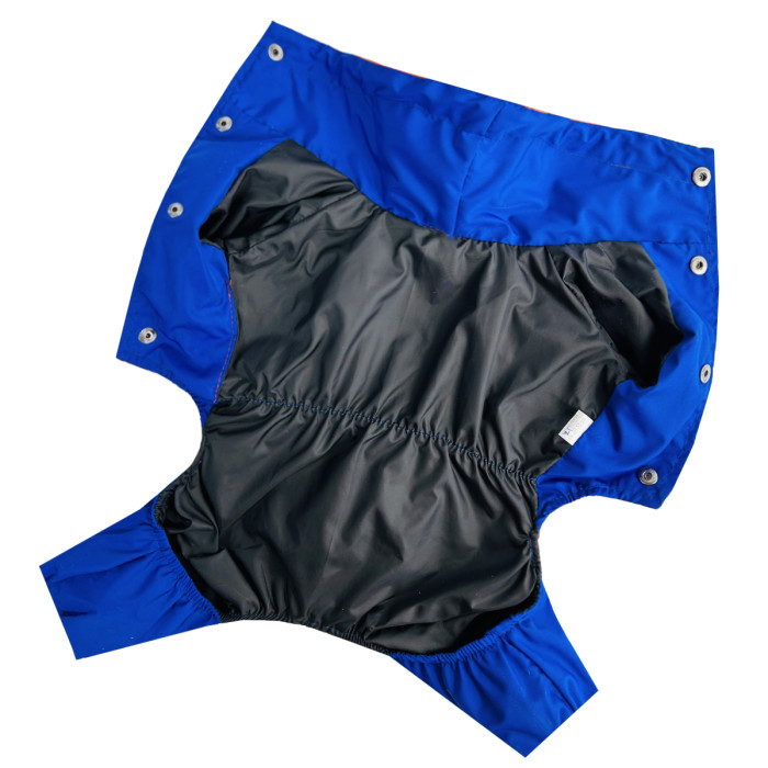 Дождевик для собак с фиксаторами оранжево-синий M-124