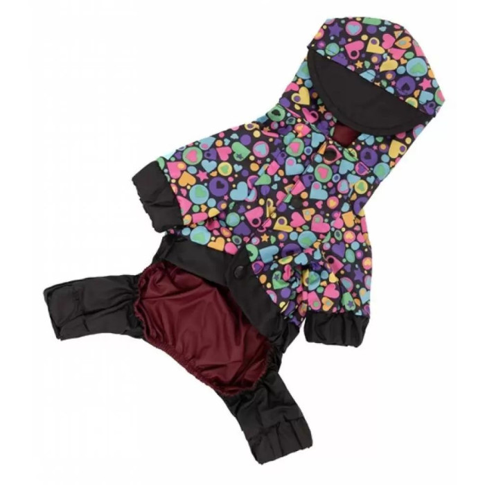 Дождевик для собак DB принт "сердечки" M-45, унисекс №2