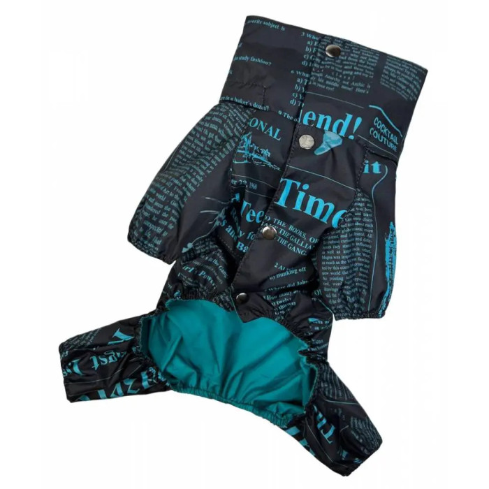 Дождевик со скрытым капюшоном газета голубой M-96