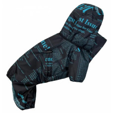 Дождевик со скрытым капюшоном газета голубой M-96