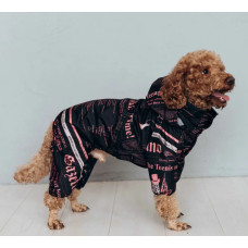 Дождевик со скрытым капюшоном газета розовый M-97