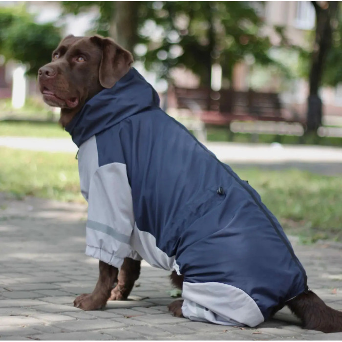 Дождевик для больших собак синий с серым MB-2