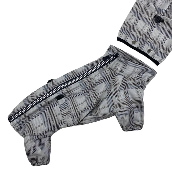 Дождевик на флисе клетчатый серый MF-24