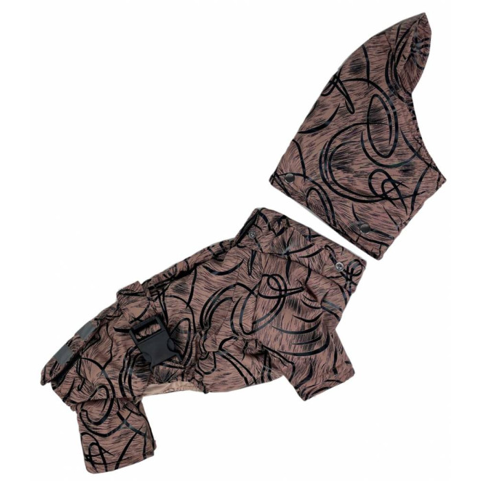 Зимовий комбінезон з поясом візерунки коричневий R-37